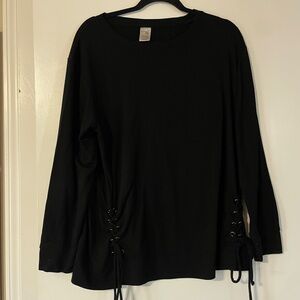 Terra & Sky Black Lace-Up Long Sleeve Top